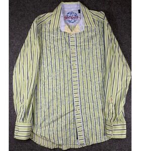 Robert Graham Men's L Large Striped Embroidered LS Button Up Shirt FlipCuff